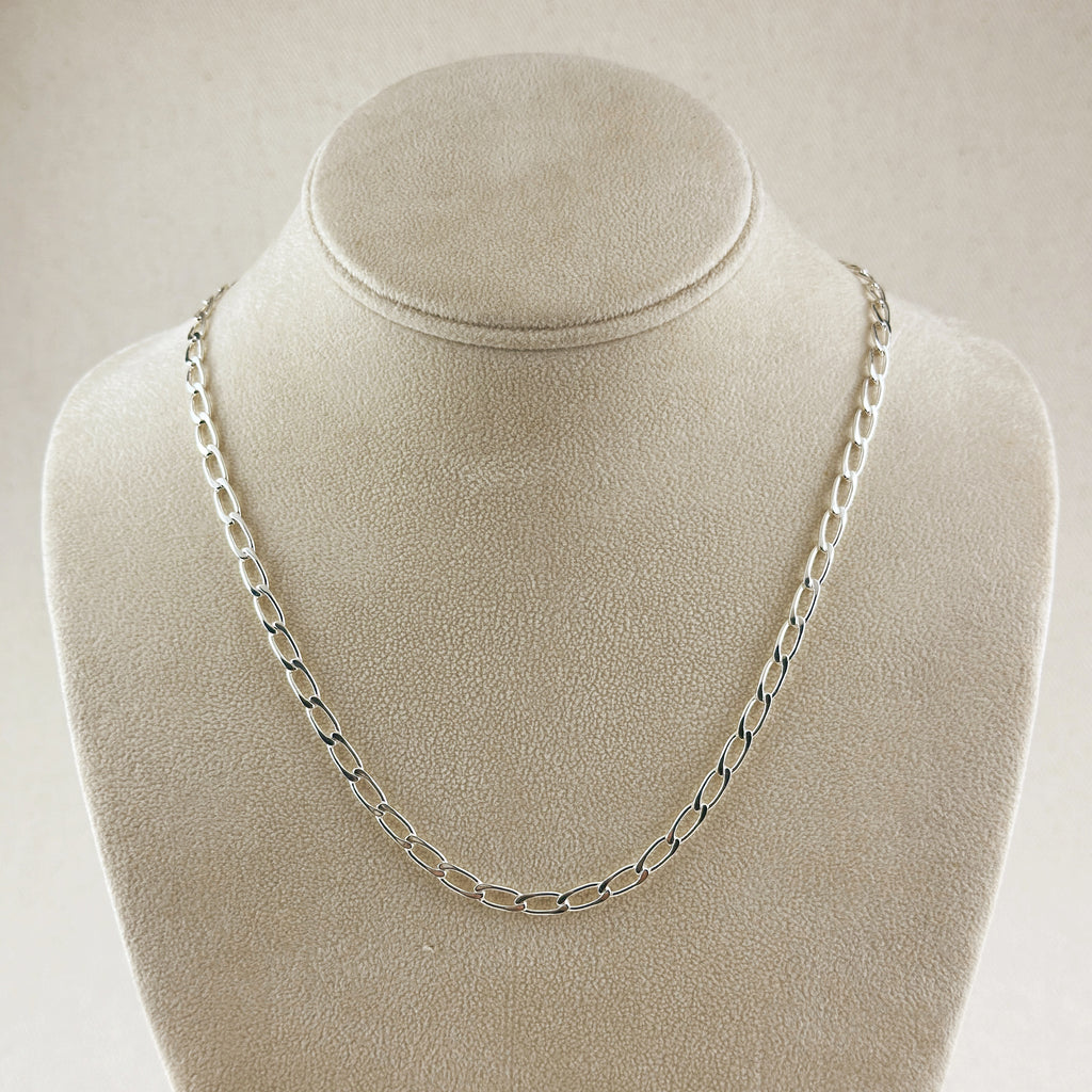 Sterling Silver Flat Elongated Curb Chain 4.0mm