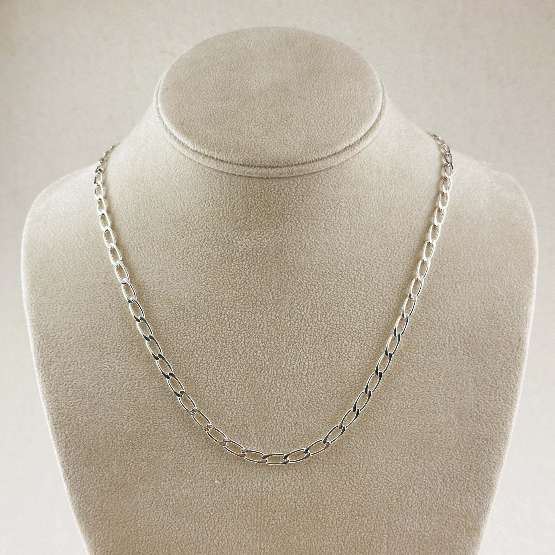 Sterling Silver Flat Elongated Curb Chain 4.0mm