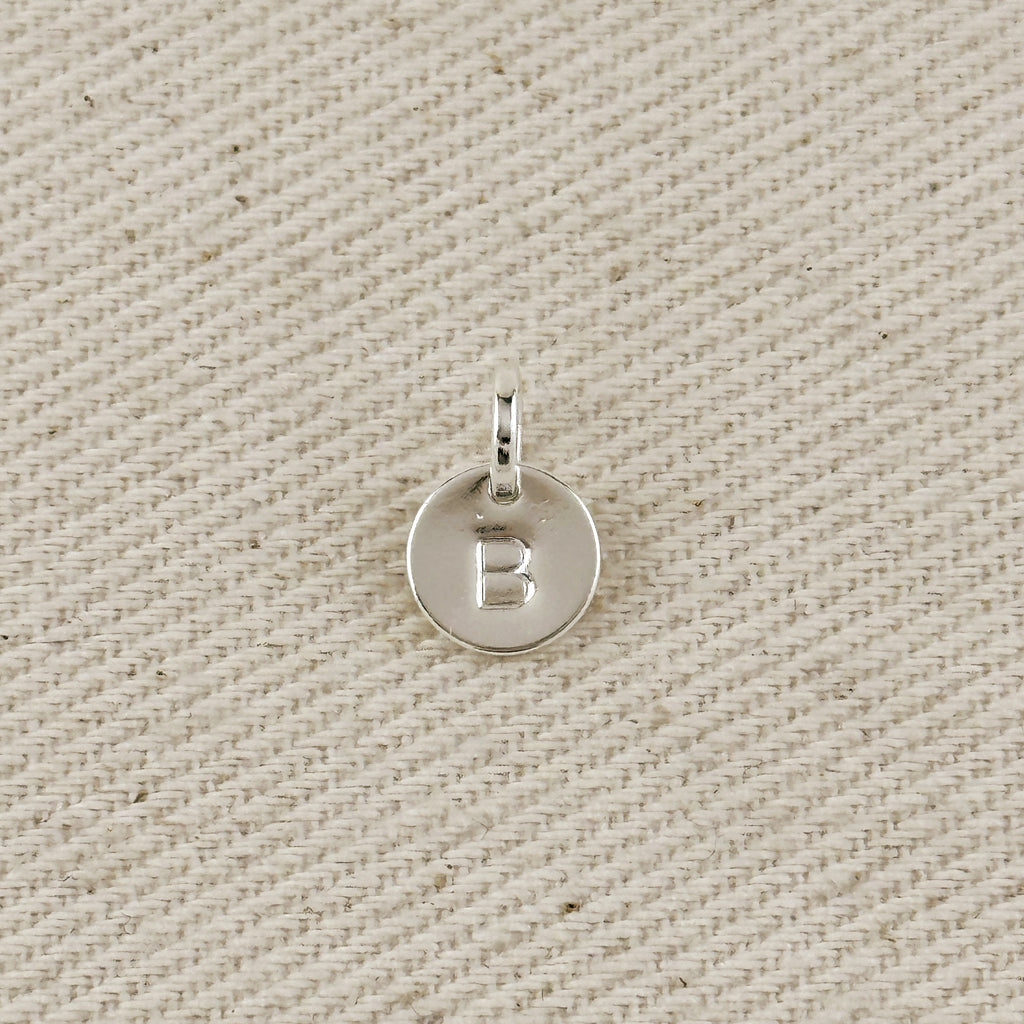 Silver Filled Stamped Tiny Initial Letter Charm
