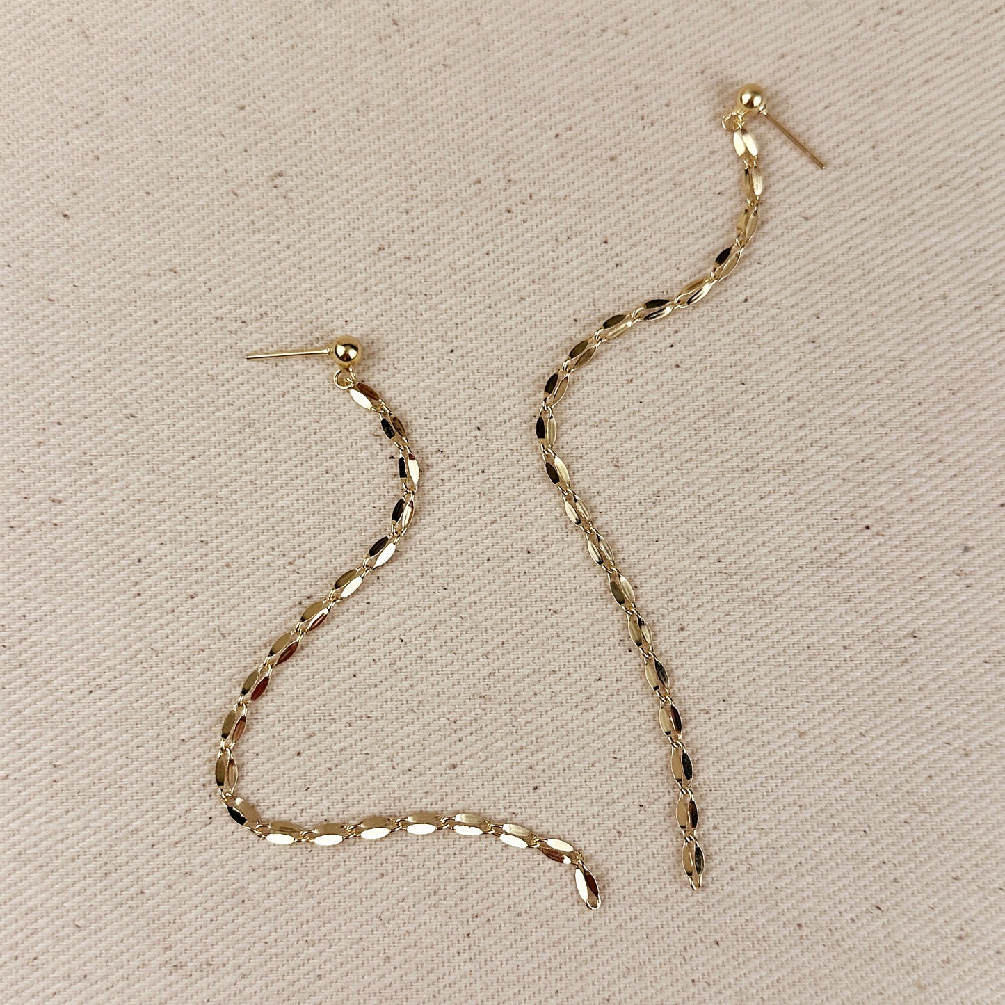 18k Gold Filled Detailed Chain Drop Earrings