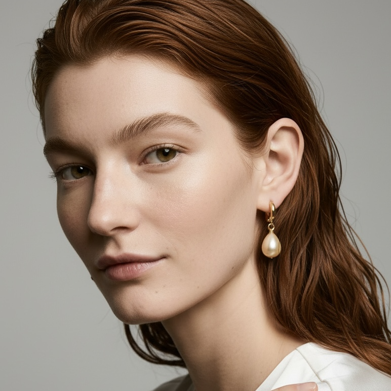 18k Gold Filled Teardrop Pearl Hoop Earrings