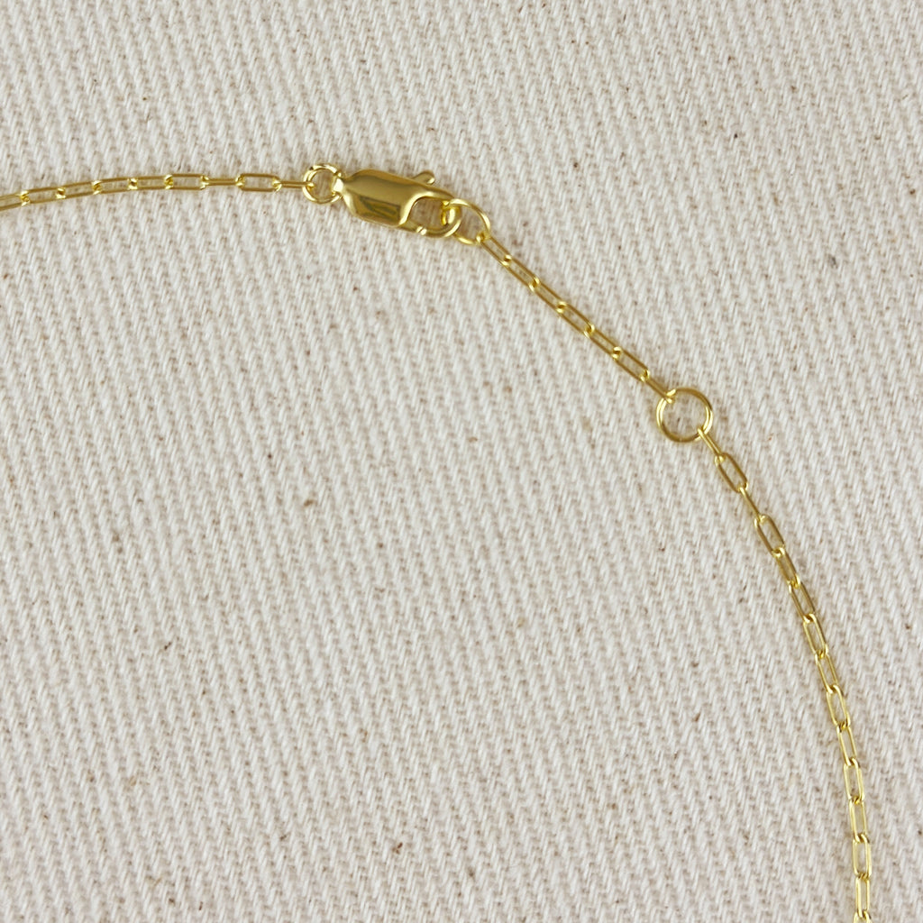 18K Gold Vermeil Bezel Princess Cut CZ Necklace