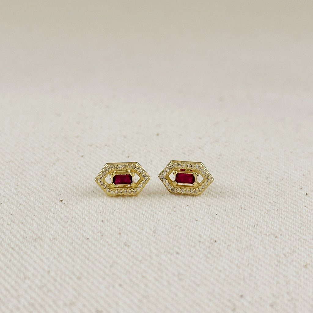 18k Gold Vermeil Fancy Birthstone Baguette Earrings