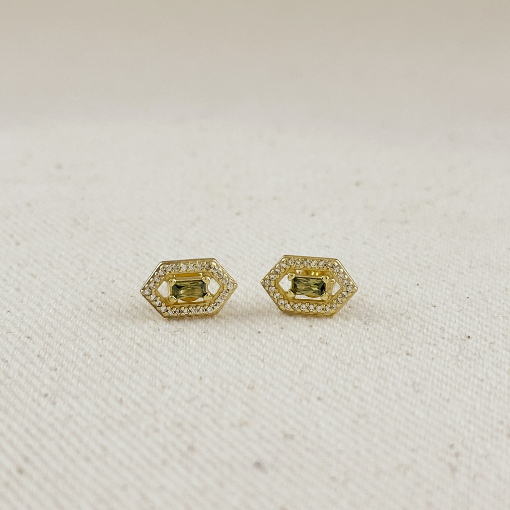 18k Gold Vermeil Fancy Birthstone Baguette Earrings