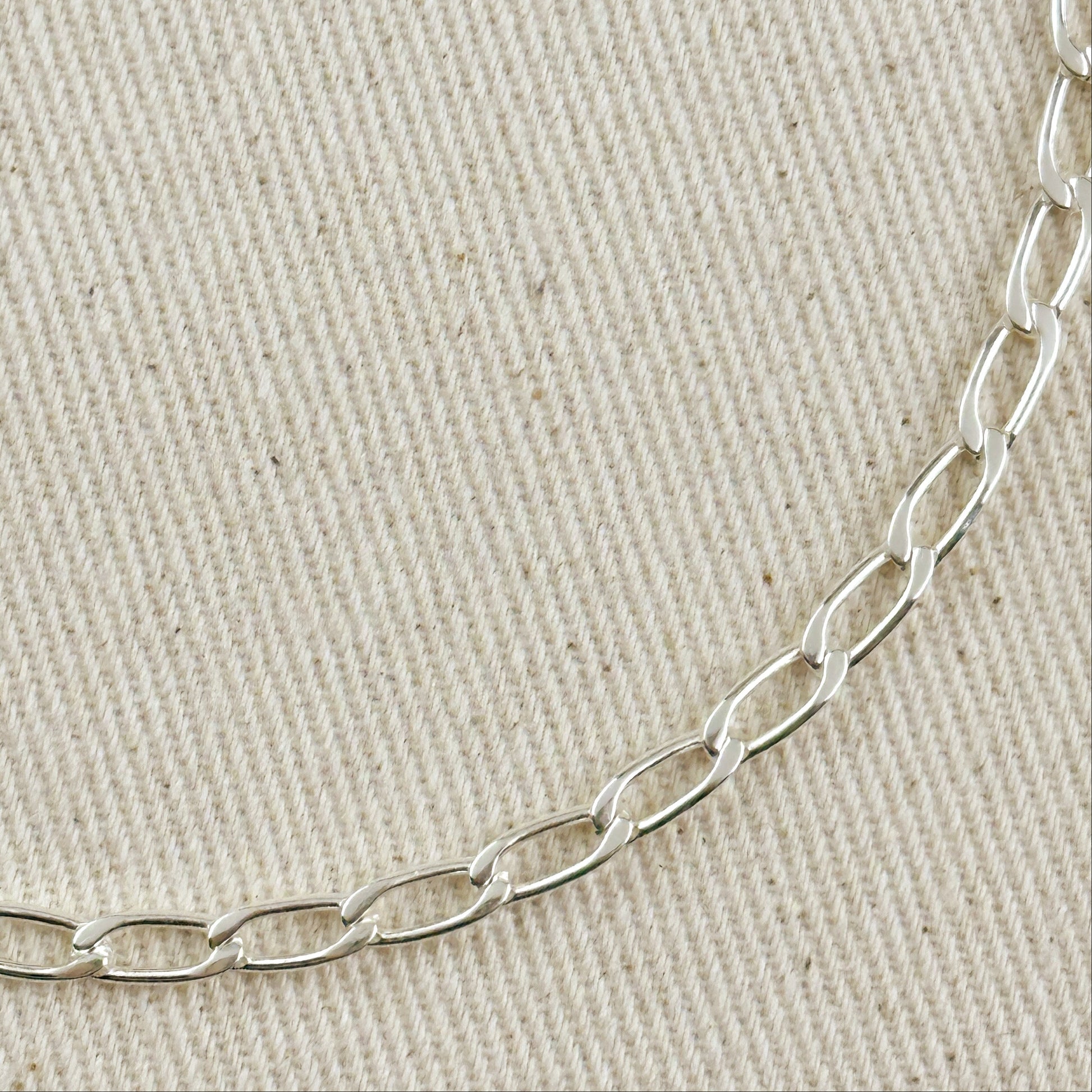 Sterling Silver Flat Elongated Curb Chain 4.0mm