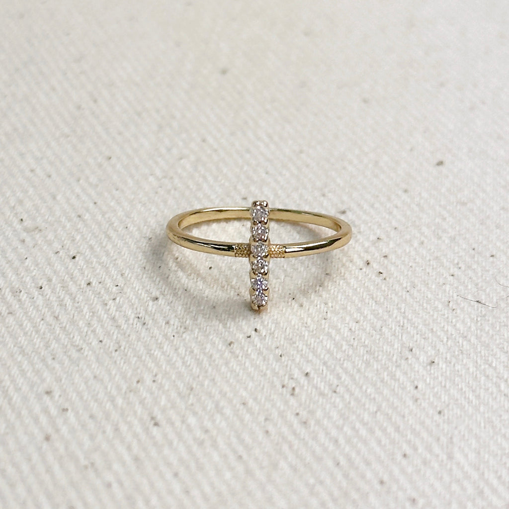 18k Gold Filled Mini Bar CZ Ring