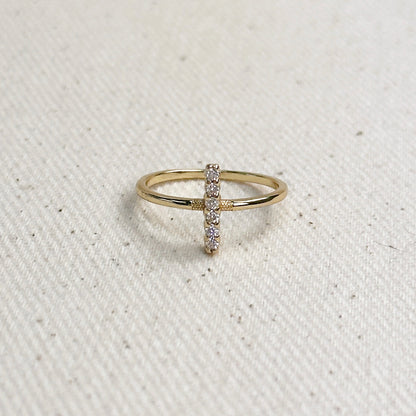 18k Gold Filled Mini Bar CZ Ring