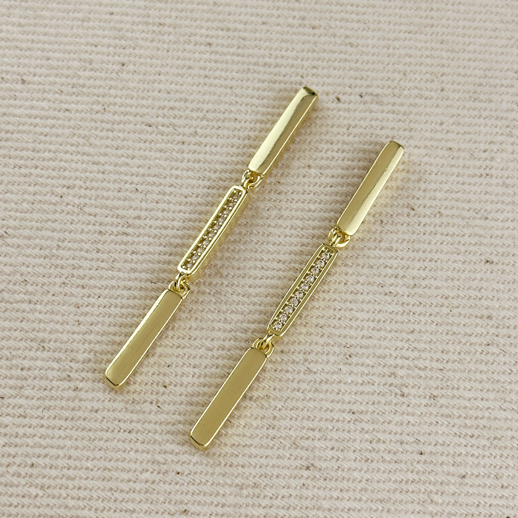 18k Gold Filled Triple Bar Drop Earrings