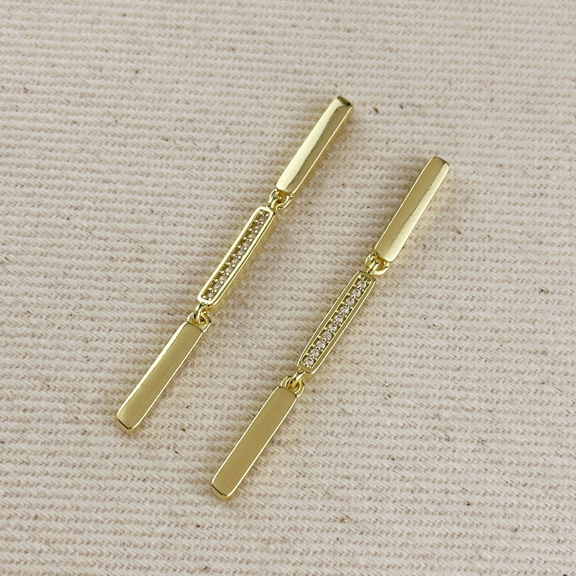18k Gold Filled Triple Bar Drop Earrings