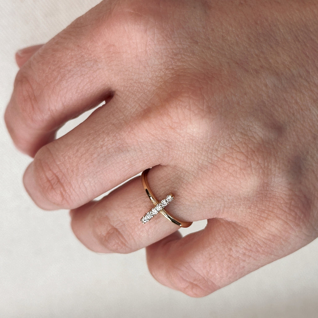 18k Gold Filled Mini Bar CZ Ring