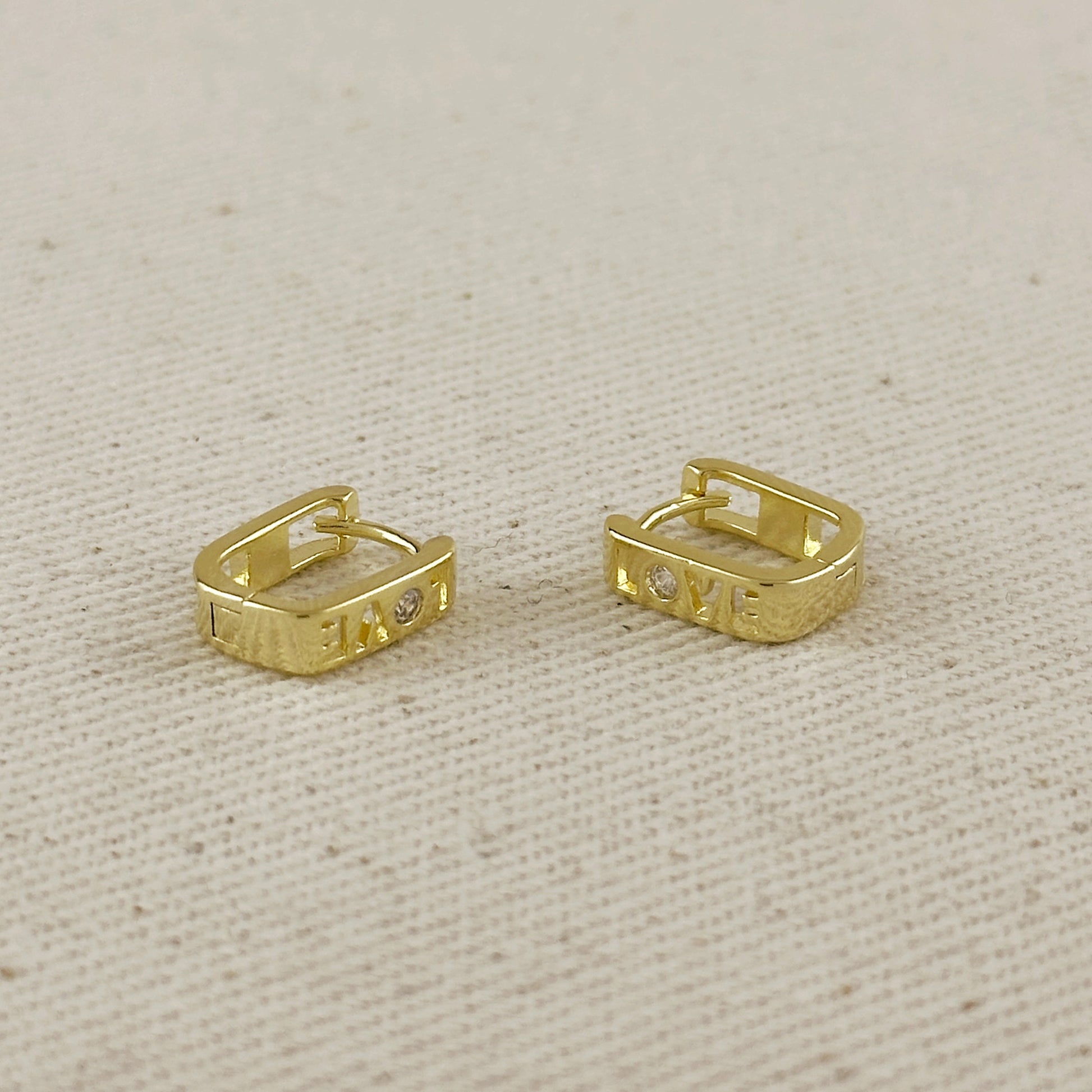 18k Gold Filled Love CZ Hoop Earrings