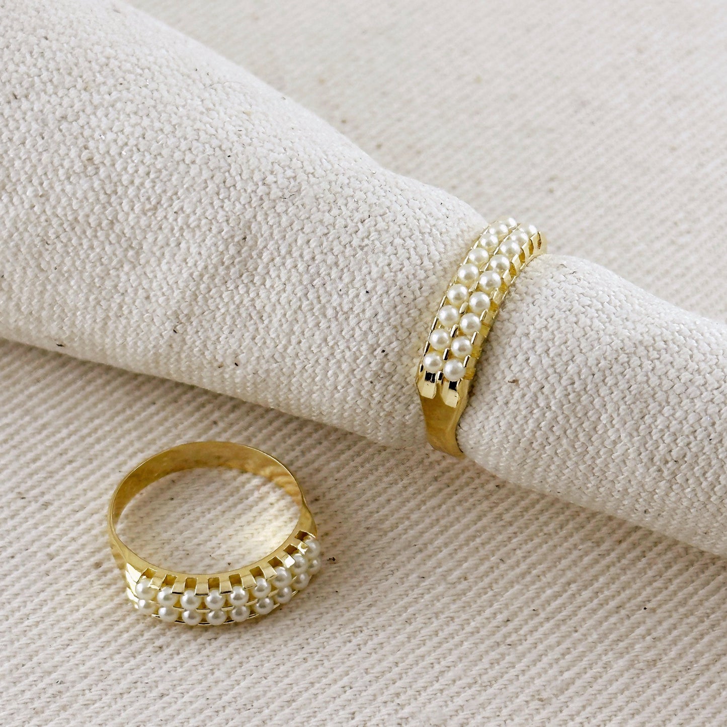 18k Gold Filled Double Pearl Ring