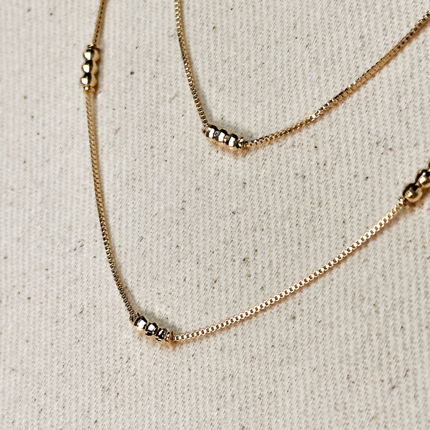 18k Gold Filled Bead Detailed Box Chain