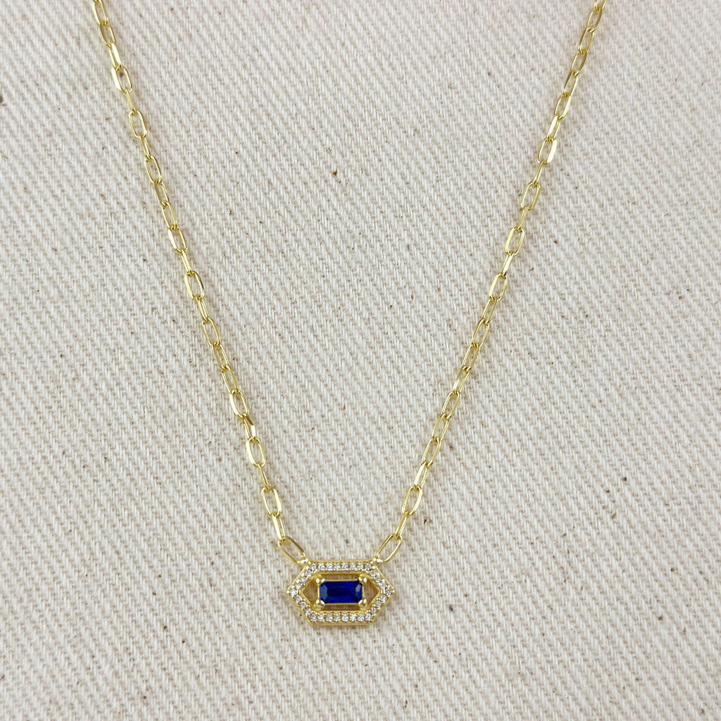 18k Gold Vermeil Fancy Birthstone Baguette Necklace