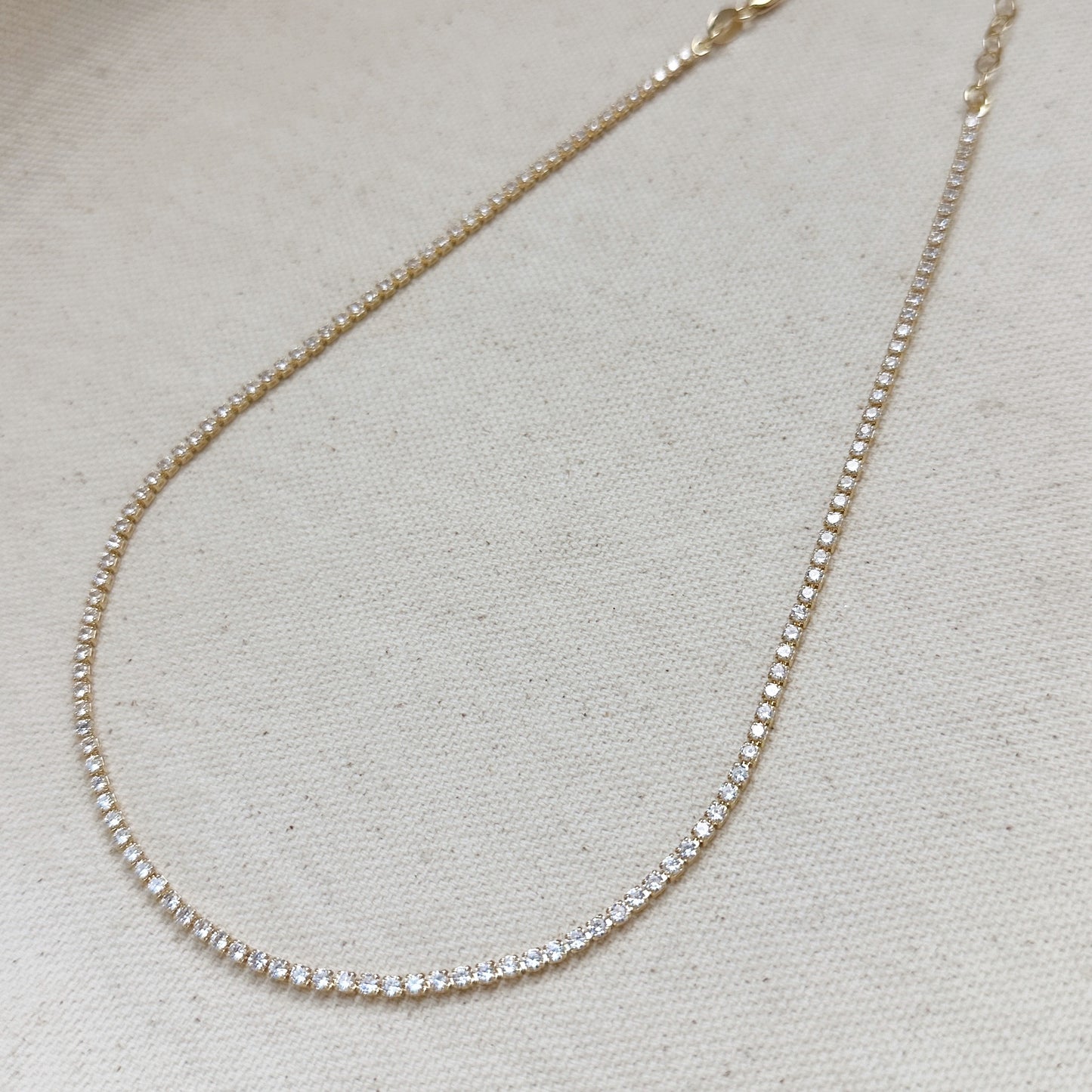 18k Gold Filled 2mm CZ Tennis Necklace