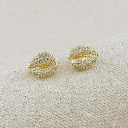 18k Gold Filled Cowrie CZ Stud Earrings