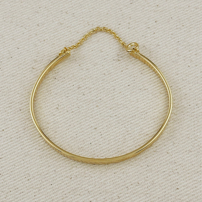 18k Gold Filled Polished Bangle With Chain