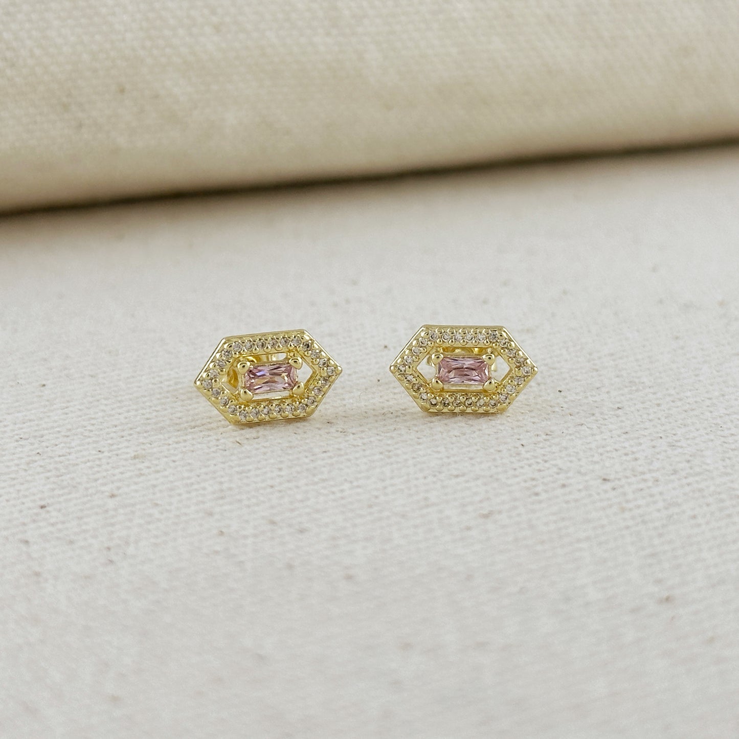 18k Gold Filled Fancy Birthstone Baguette Earrings