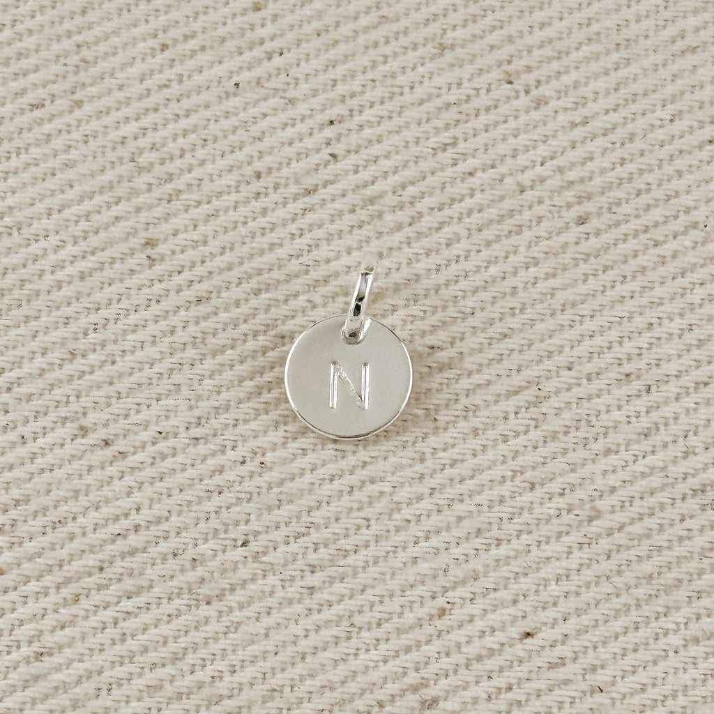 Silver Filled Stamped Tiny Initial Letter Charm