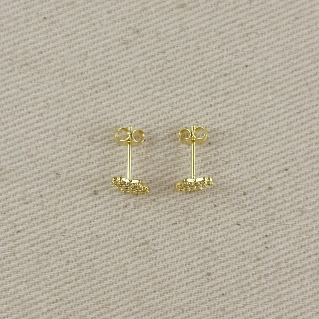 18k Gold Filled Mini CZ Hamsa Stud Earrings