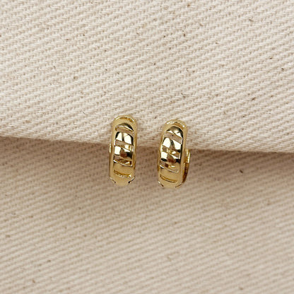 18k Gold Filled Ribbon Huggies Hoop Earrings