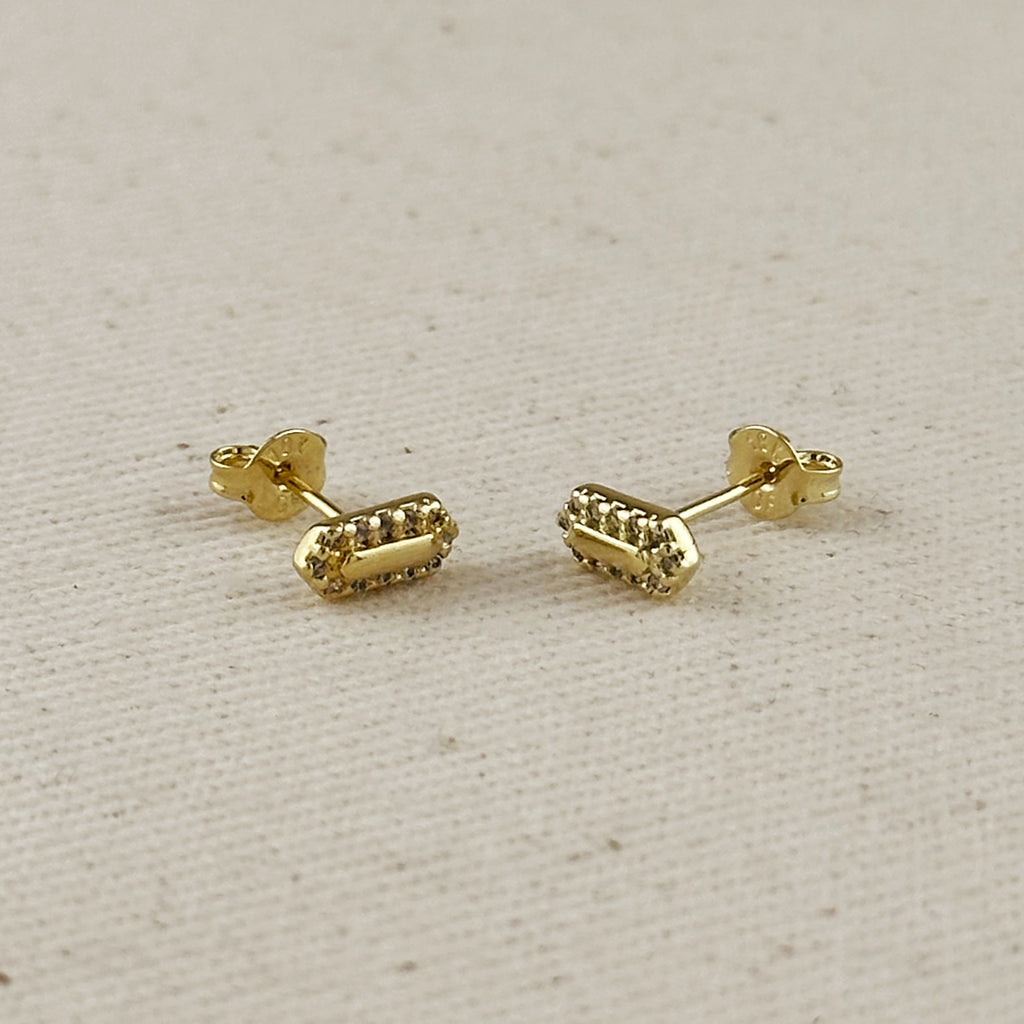 18k Gold Filled Mini Pointed Rectangle Plate Stud Earrings