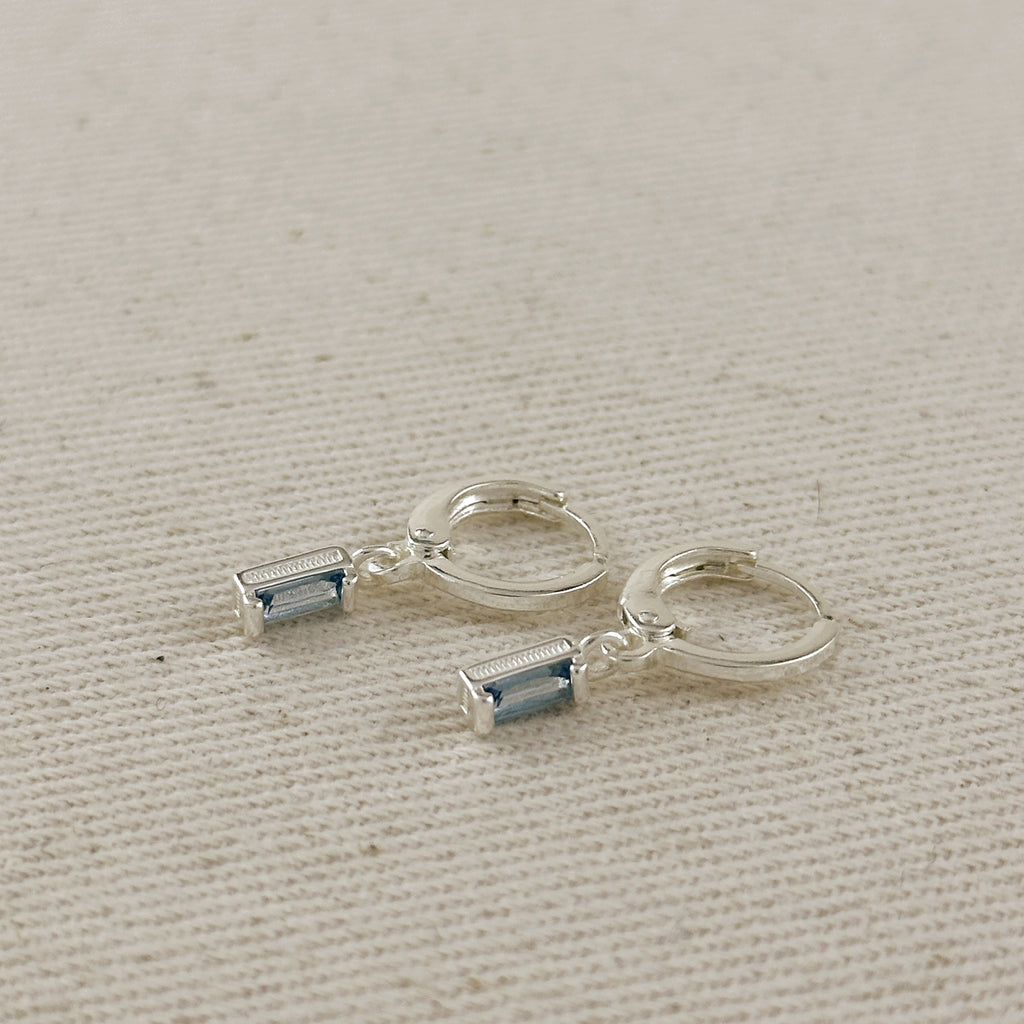 Silver Filled Baguette Birthstone Earrings