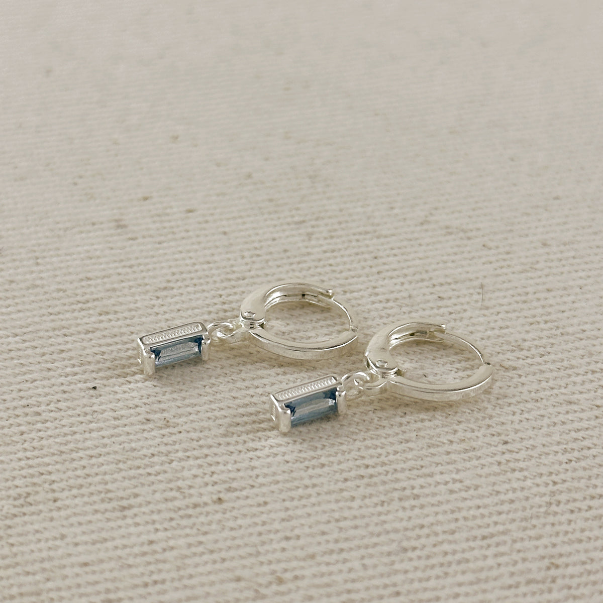Silver Filled Baguette Birthstone Earrings