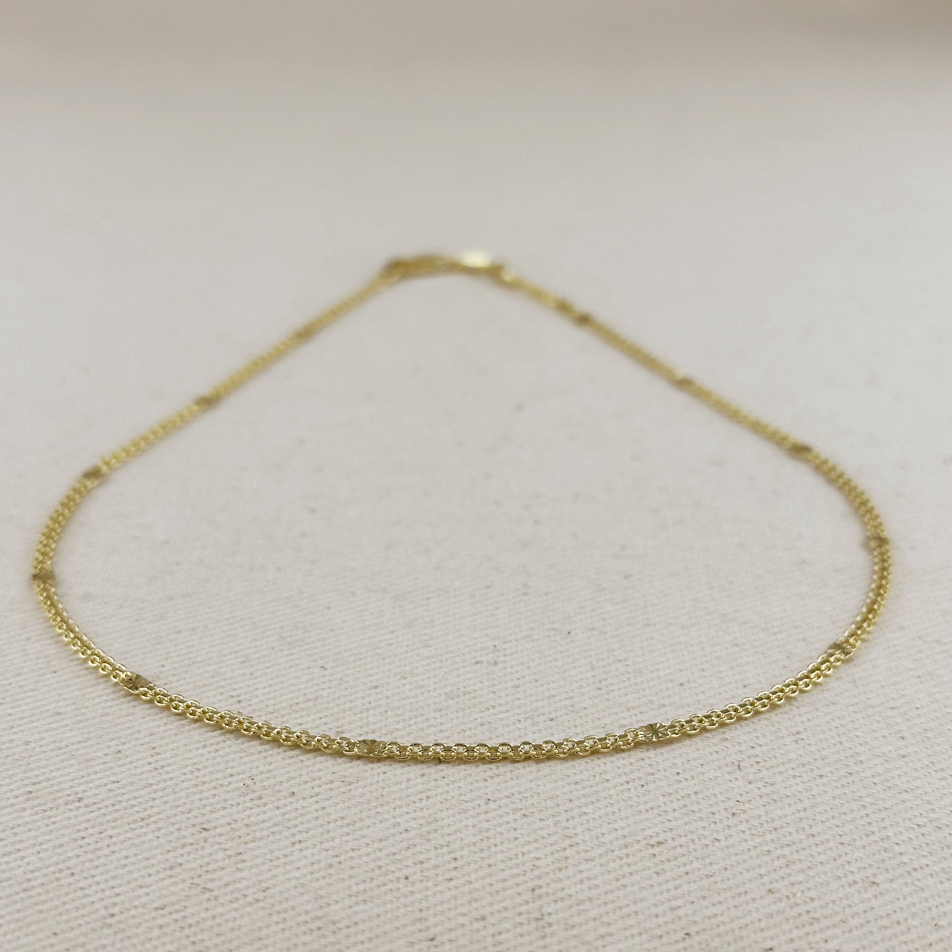 18k Gold Filled Mesh Chain with Diamond Cut Pressed Detail