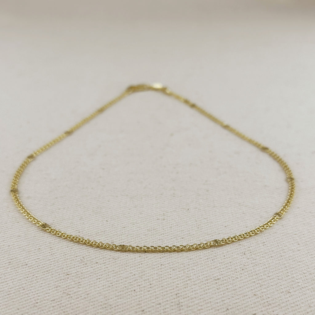 18k Gold Filled 2.5mm Mesh Chain with Diamond Cut Pressed Detail Necklace