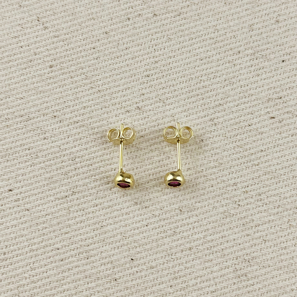 18K Gold Filled Dainty Bezel CZ Birthstone Stud Earrings