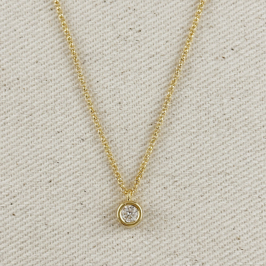 18k Gold Filled Solitaire Necklace