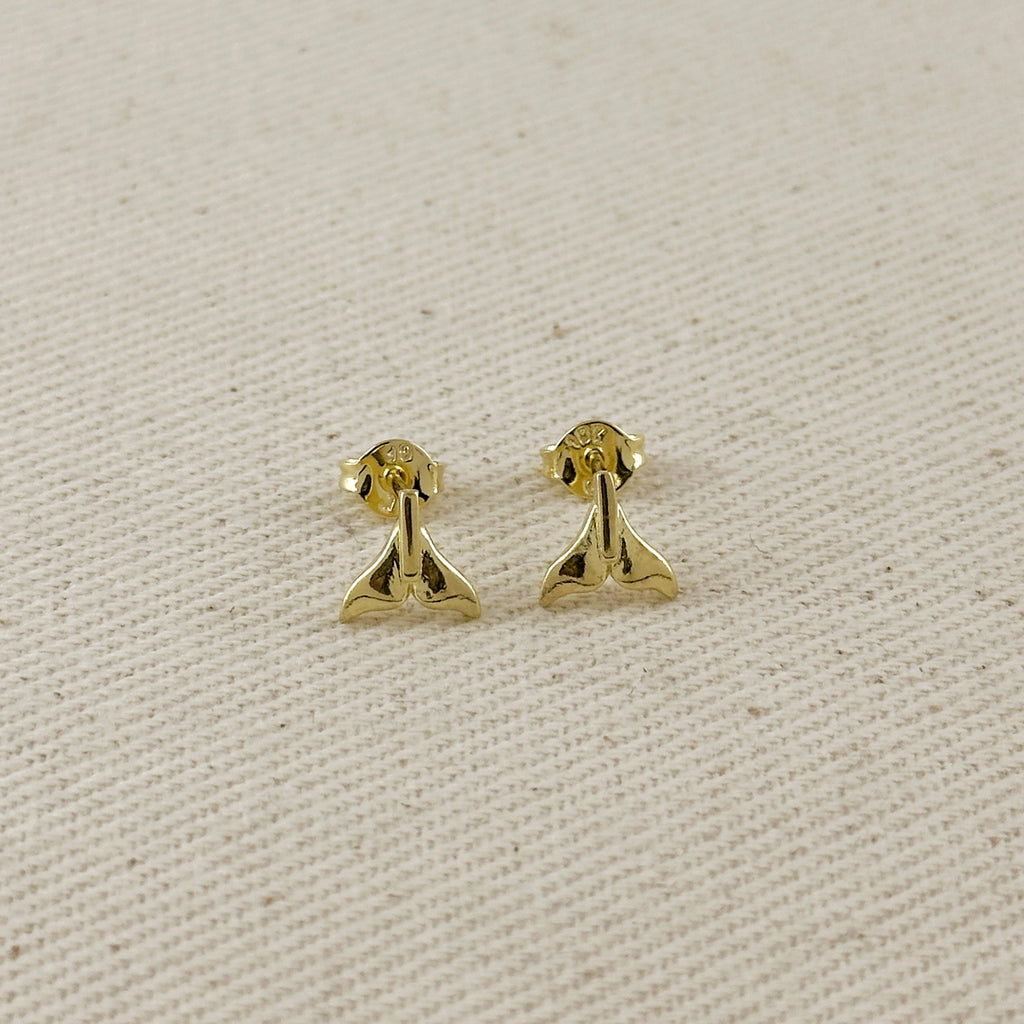 18k Gold Filled Mini Whale Tail Stud Earrings