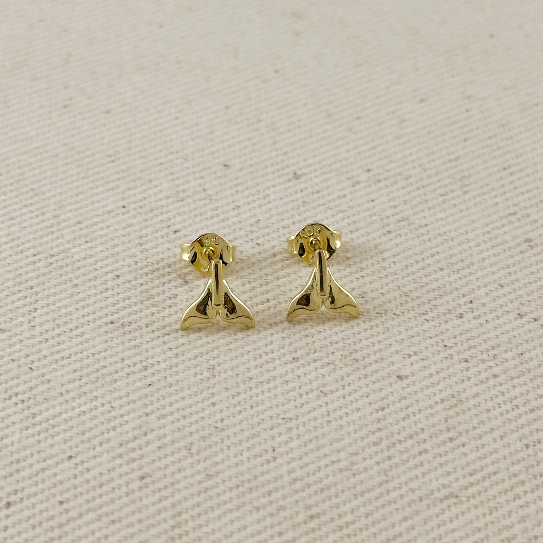 18k Gold Filled Mini Whale Tail Stud Earrings