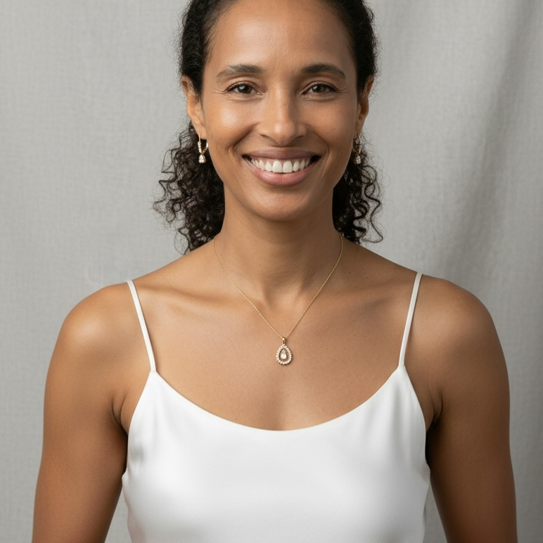 18k Gold Filled Floating CZ Drop Necklace