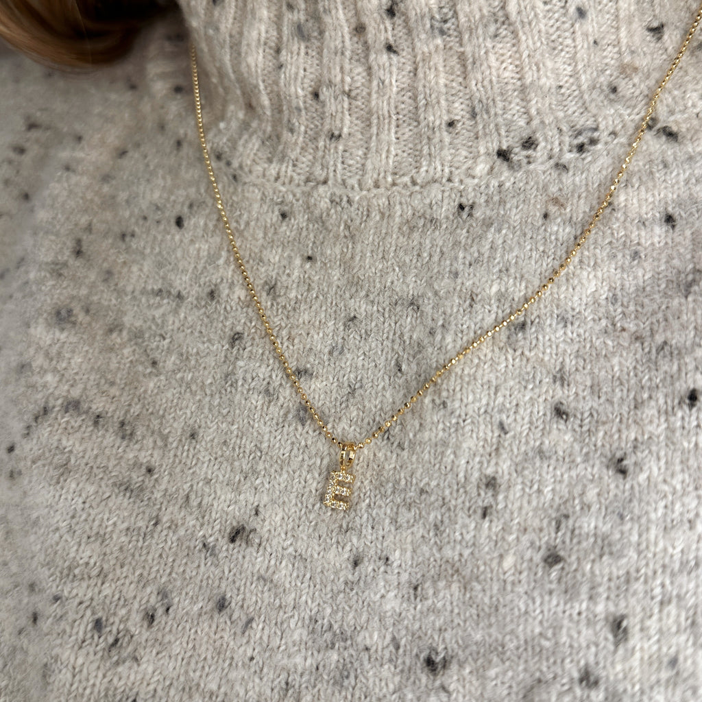 18k Gold filled  Micro CZ Initial Letter Charm
