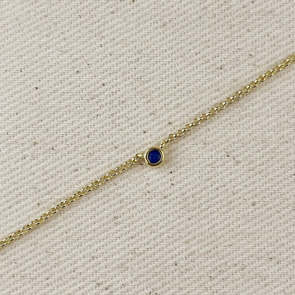 18k Gold Filled Dainty Bezel CZ Birthstone Bracelet