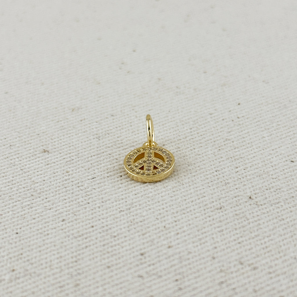 18k Gold Filled CZ Peace Sign Pendant