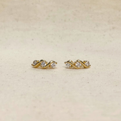 18k Gold Filled Tipple CZ Stud Earrings