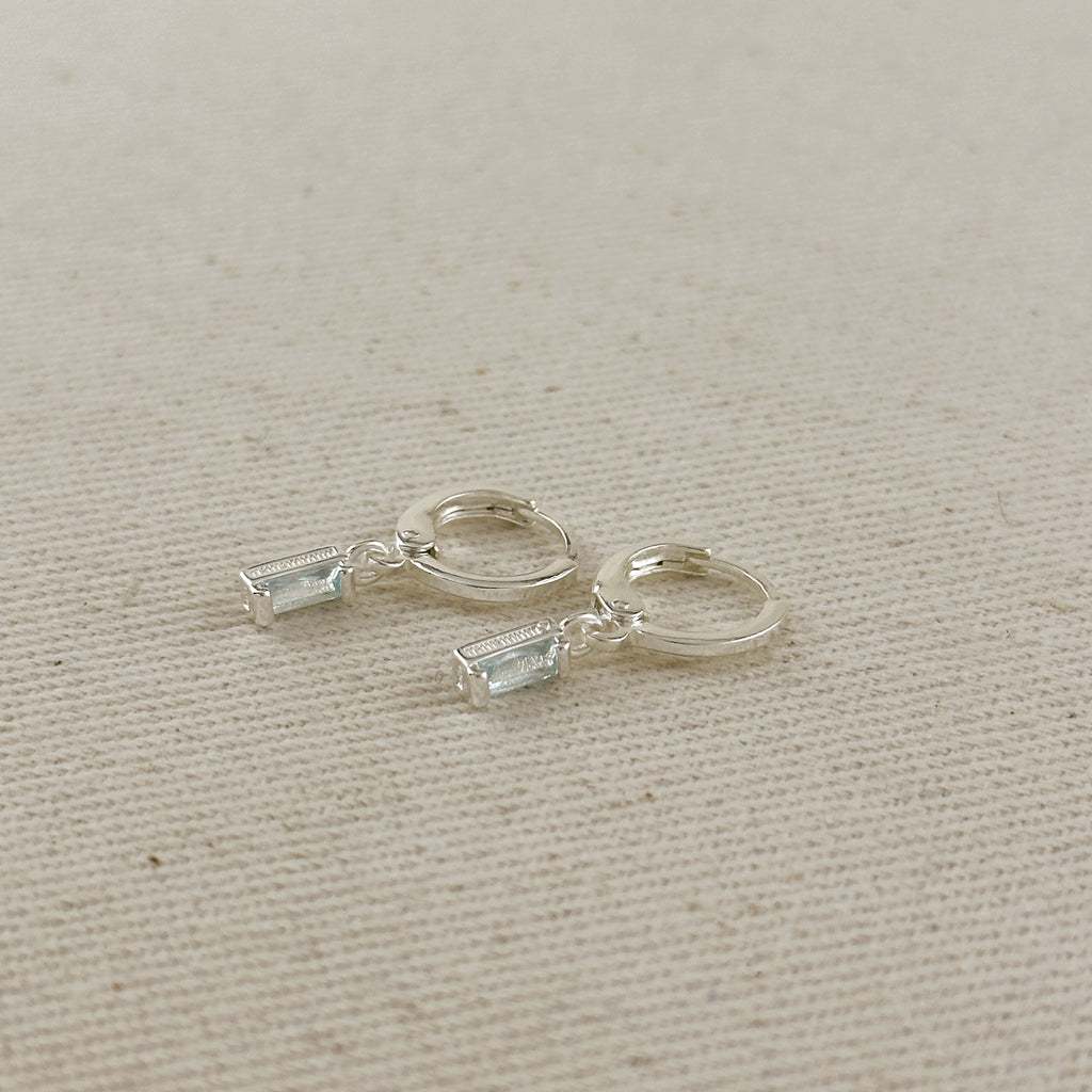 Silver Filled Baguette Birthstone Earrings