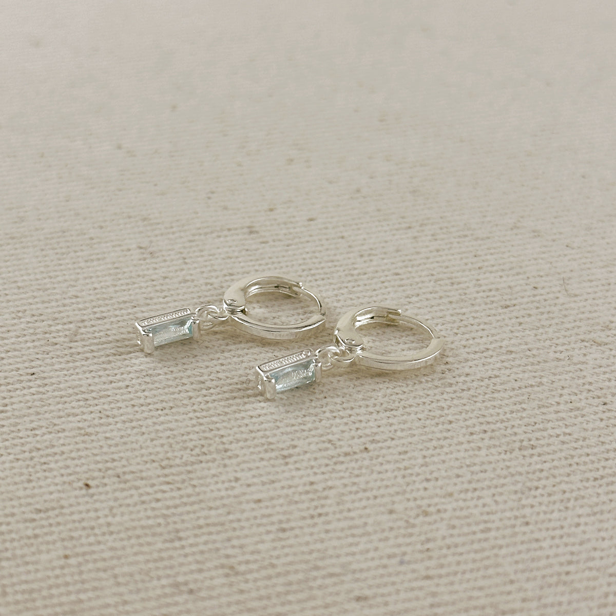 Silver Filled Baguette Birthstone Earrings