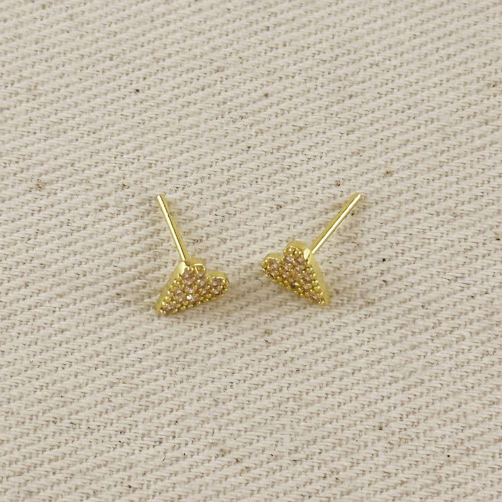 18k Gold Filled Colored CZ Heart Stud Earrings