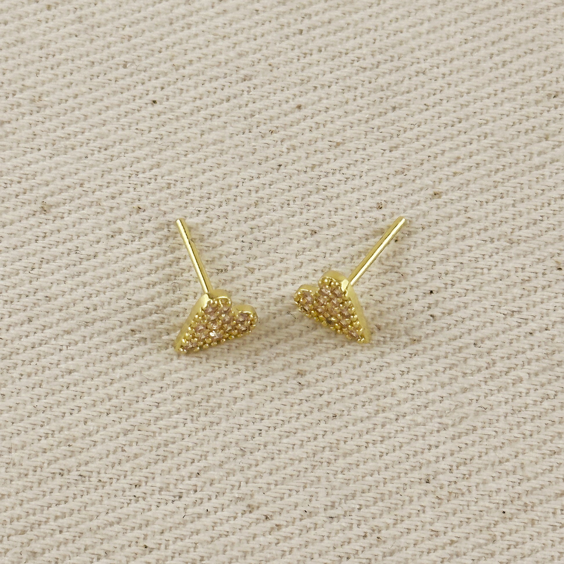 18k Gold Filled Colored CZ Heart Stud Earrings