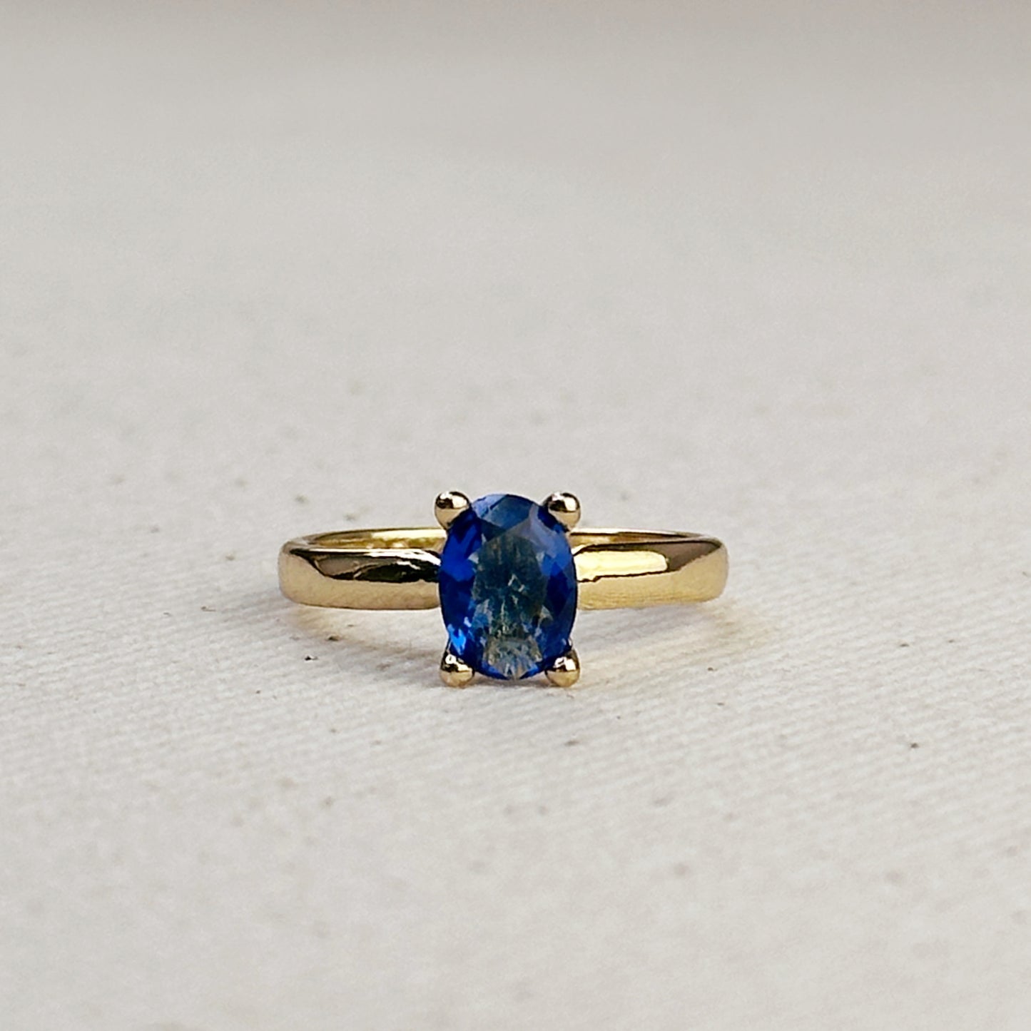 18k Gold Filled Royal Blue Solitaire Ring