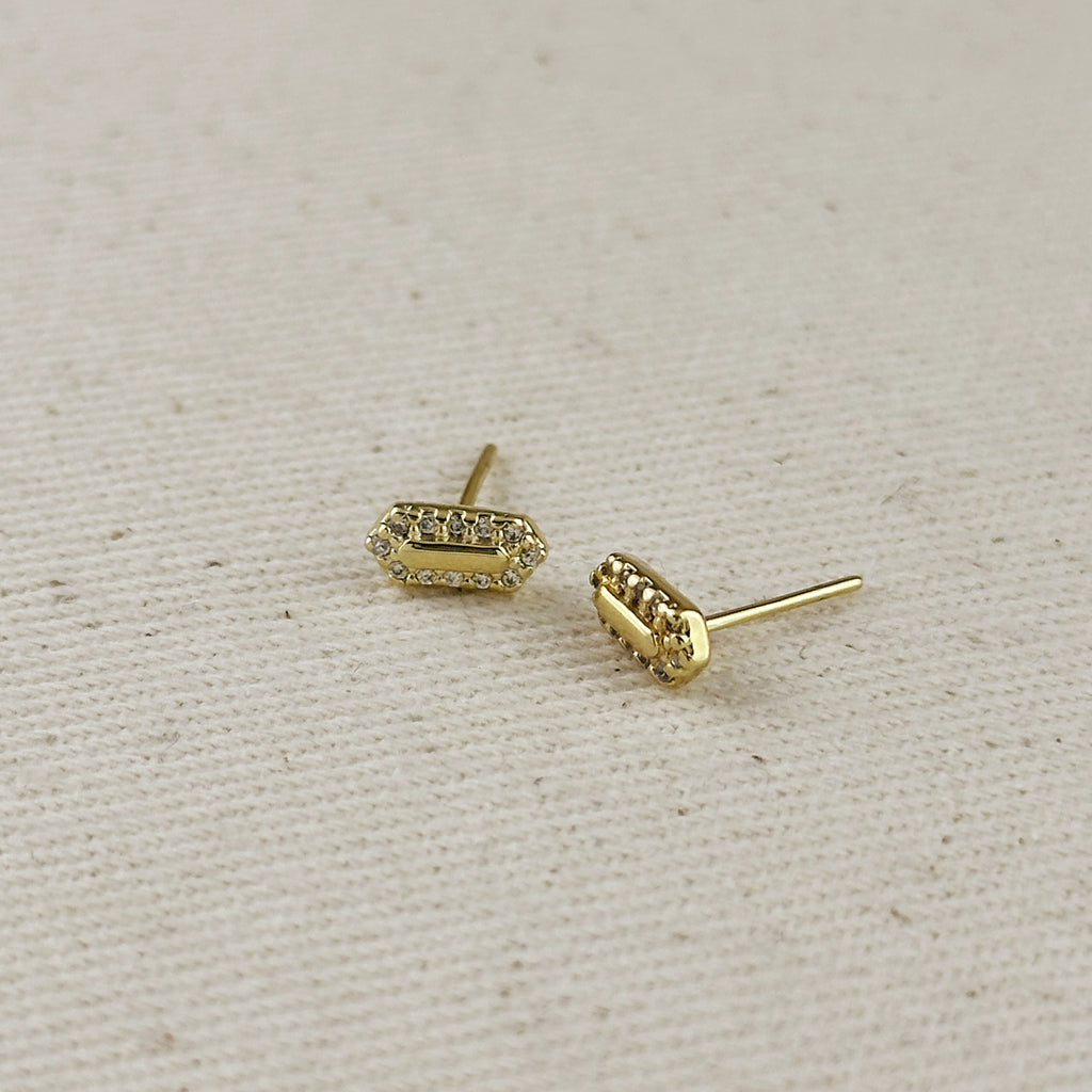 18k Gold Filled Mini Pointed Rectangle Plate Stud Earrings