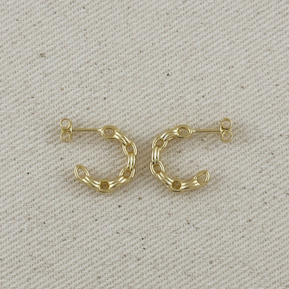 18k Gold Filled Chain C-Hoop Earrings