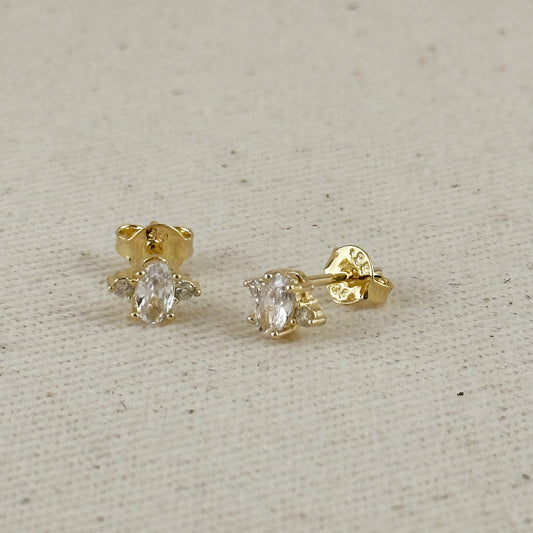 18k Gold Filled Mini Oval CZ Stud Earrings