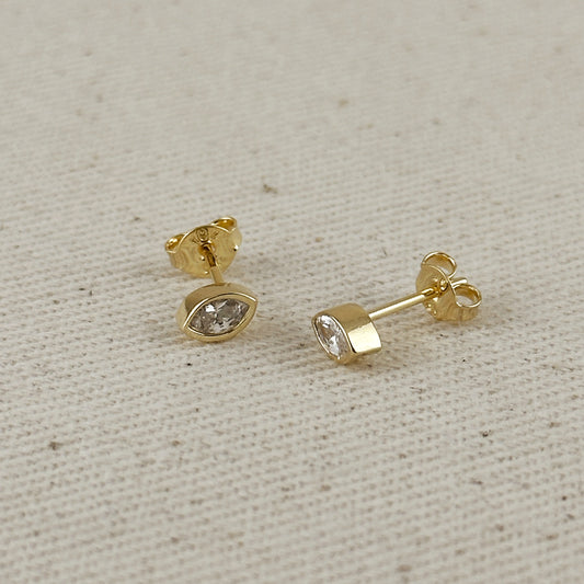 18k Gold Filled Mini CZ Elipse Stud Earrings