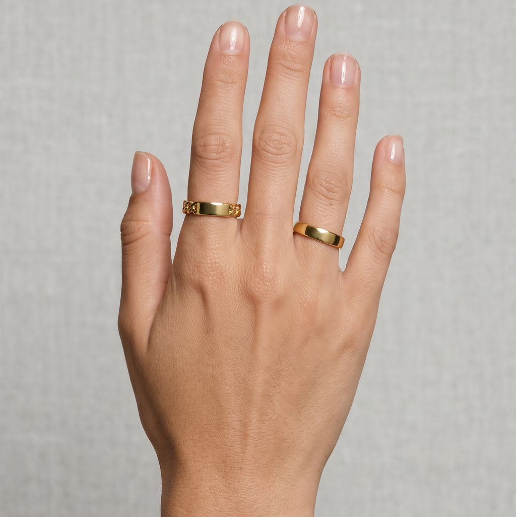 18k Gold Filled Chain With Polished Plate Ring