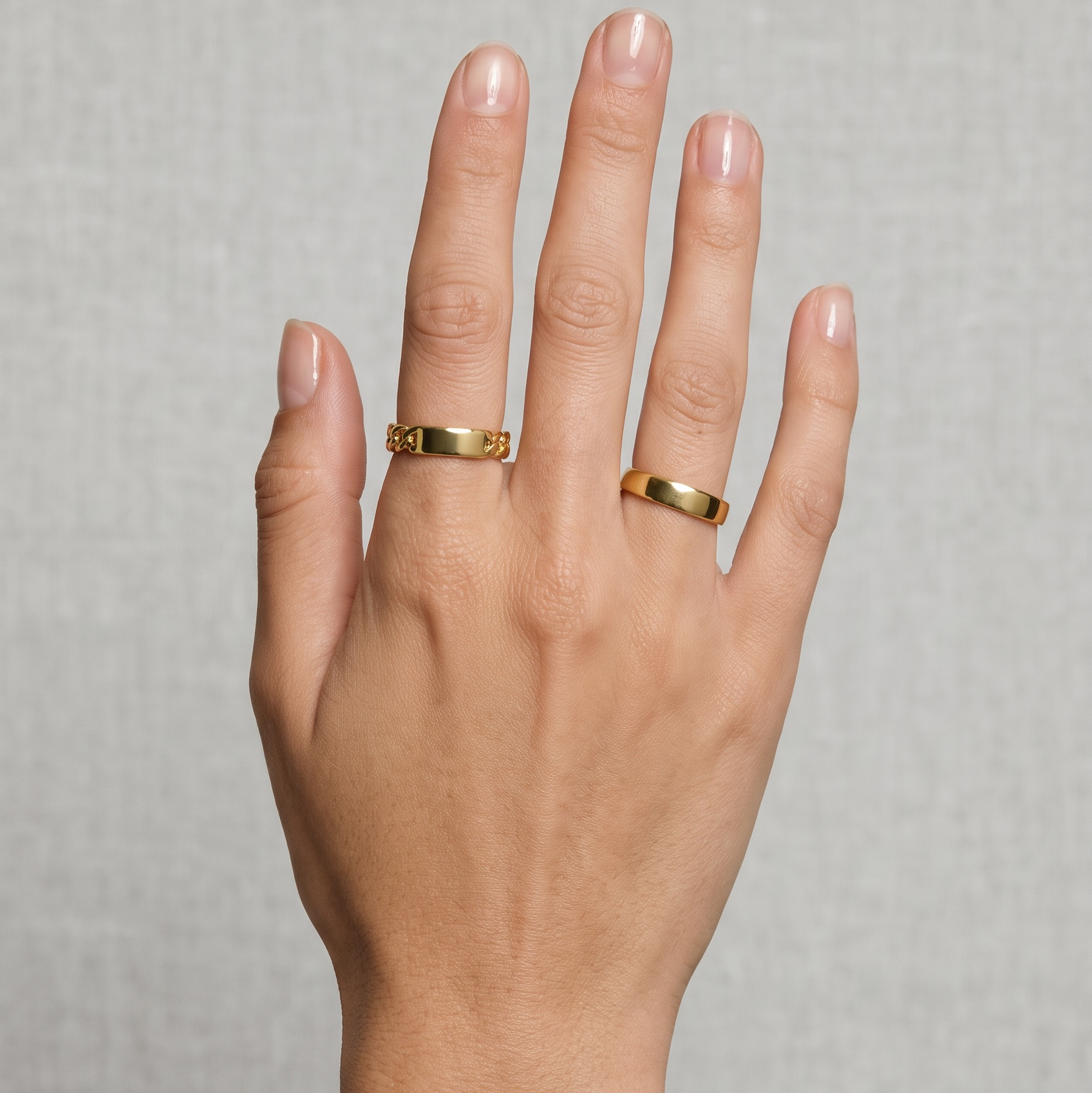 18k Gold Filled Chain With Polished Plate Ring